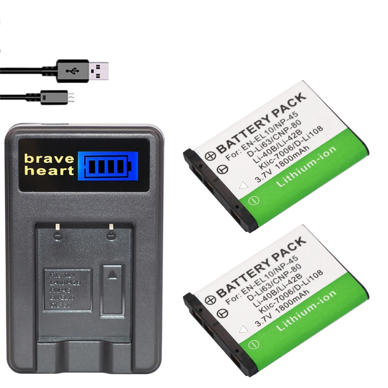 Triple LI-42b Cargador de batería para EN-EL10 KLIC 7006 D-LI63 NP-45 LI-40 LI-40B