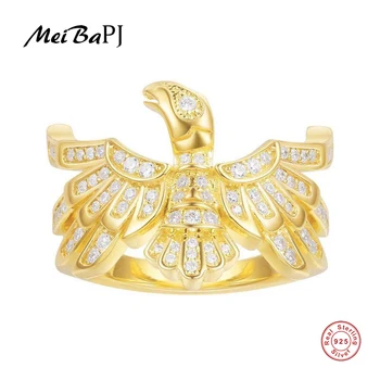 

[MeiBaPJ]Real 925 Sterling Silver Flying Eagle Ring for Women with AAA High Quality Stones Party Fine Jewelry