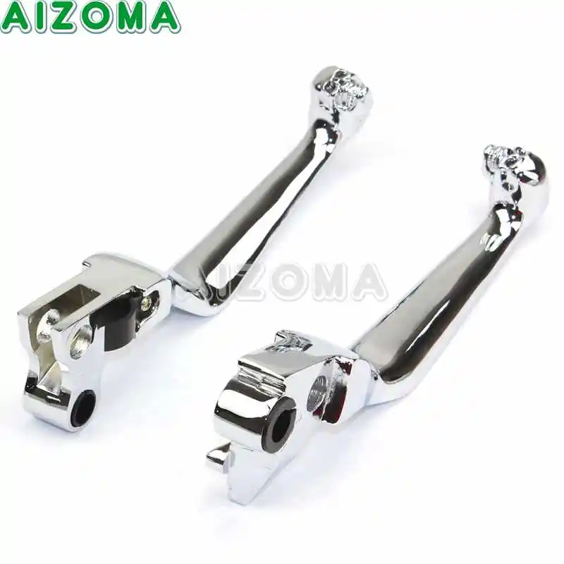 Chrome Skull Motorcycle Hand Levers Front Hand Controls For Harley Softail Dyna Chrome Skull Motorcycle Hand Levers Front Hand Controls For Harley Softail Dyna