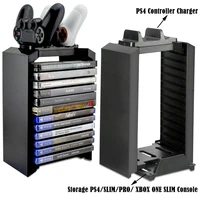 PS4 Schlank Pro Konsole Multifunactional Spiel Disc Lagerung Turm Stand mit Controller Lade Dock Station für XBOX ONE Schlank