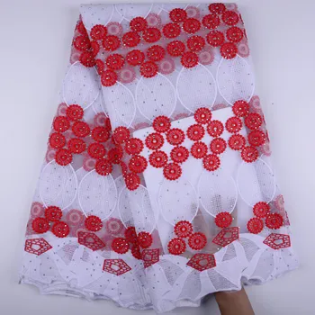 

2019 High Quality Lace African Tulle Lace With Stones Nigerian French Net African Lace Fabric For Party Dress A1395