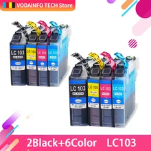 Pacote 8 LC103XL LC103 LC 103 XL cartucho de tinta para O Irmão MFC-J4310DW MFC-J4410DW MFC-J4510DW MFC-J4610DW MFC-J4710 J470DW