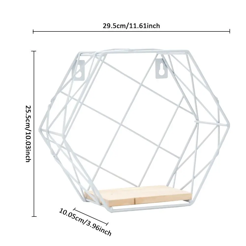 Деревянный железный художественный шестигранник в скандинавском стиле, современный стиль, стеллаж для хранения, настенный тип, Домашний Органайзер, держатель для полки, инструмент для украшения дома - Цвет: Big size  A