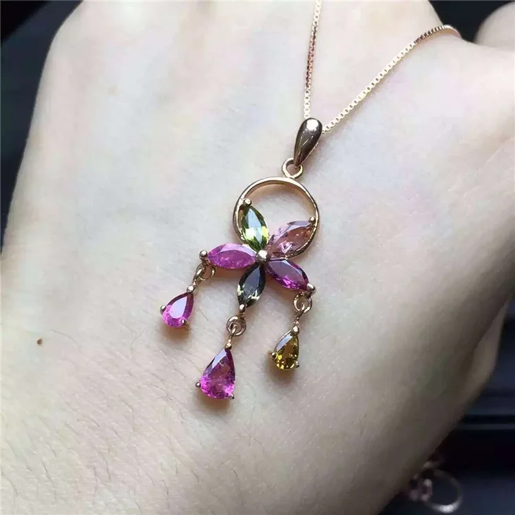 KJJEAXCMY boutique jewels S925 silver natural crystal emerald pendant necklace chain Fine Jewelry