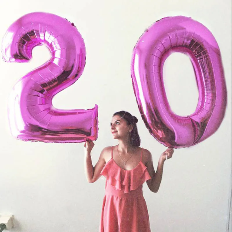 2 шт. 32/40 дюймов Стразы образуют цифру «воздушный шарик из фольги в форме цифровой 18 20 21 30 40 50 60 день рождения/воздушные шары с днем рождения вечерние взрослых украшения