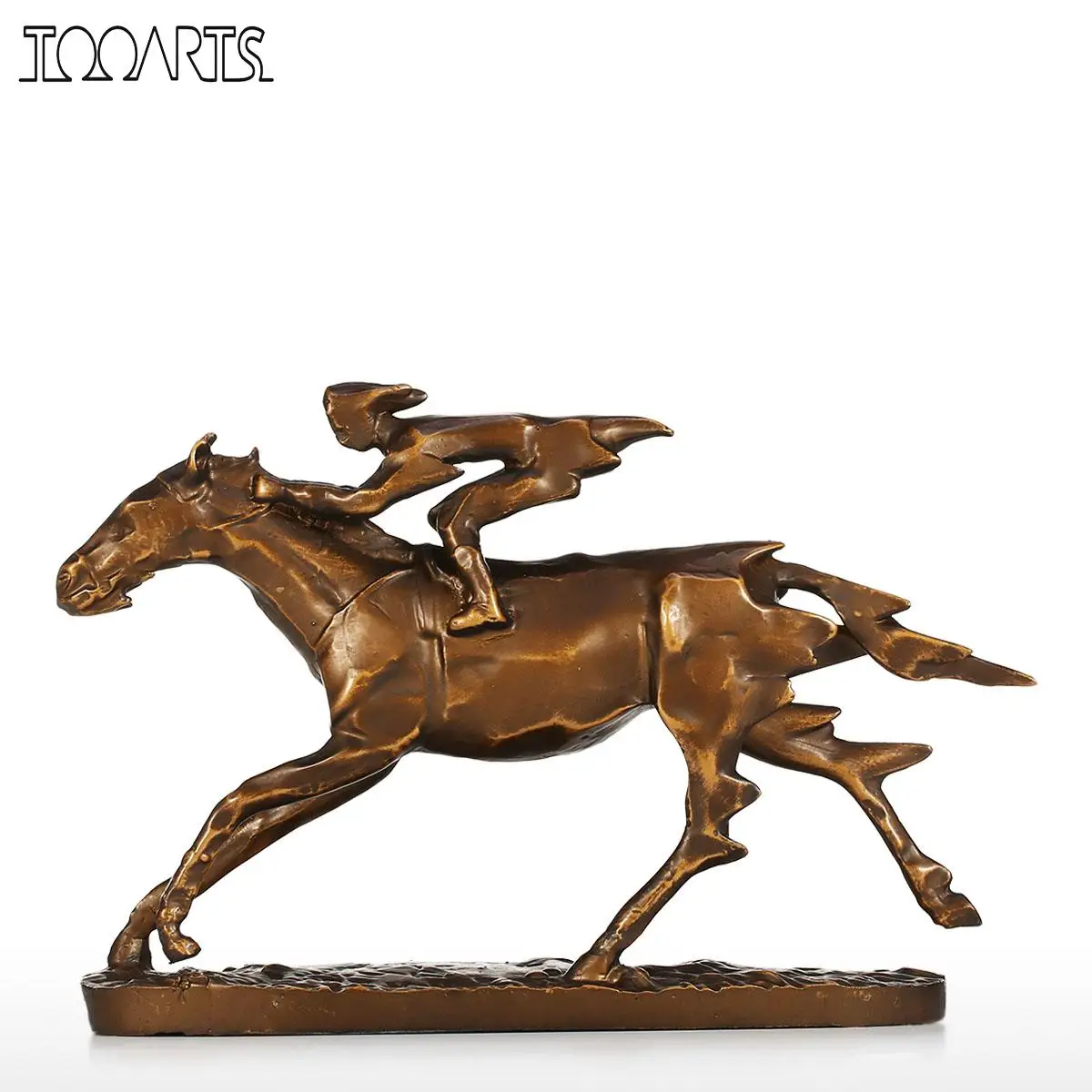 

Tooarts Tomfeel Metal Sculpture Knight On Cavalry Horse Figurine Modern Sculpture Decor Collectible Statues Gift Bronze-colored