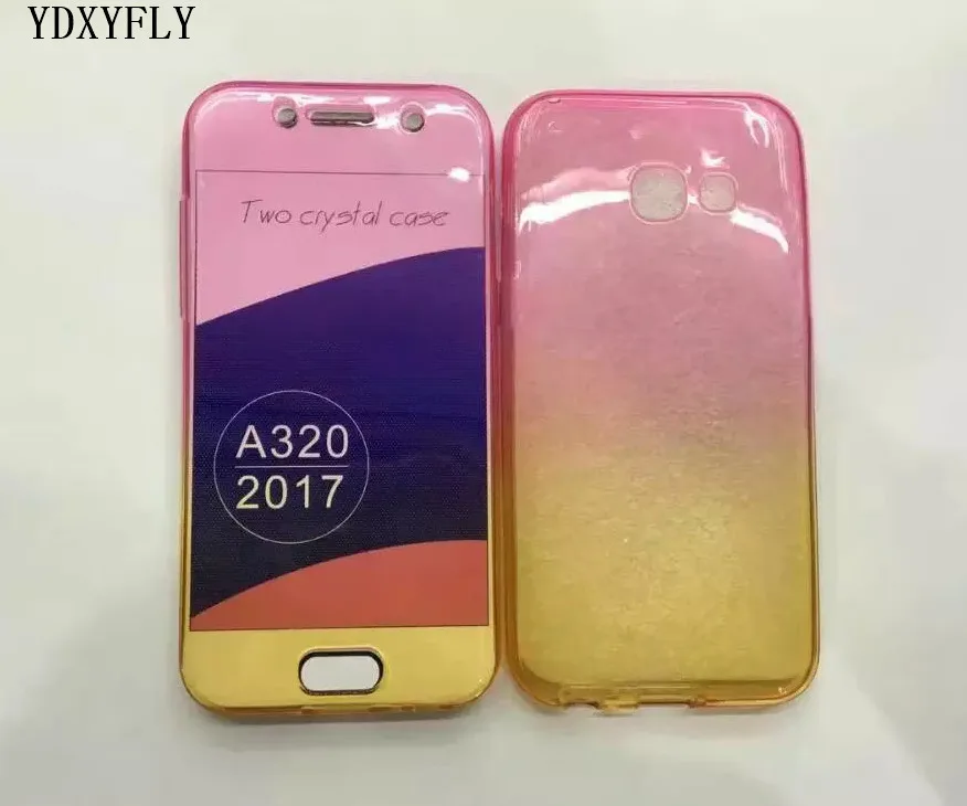 Touchable 360 Protective Gradient Color Case For Samsung galaxy A3 A5 A7 2017 Soft TPU Front Back Cover A320 A520 A720 |