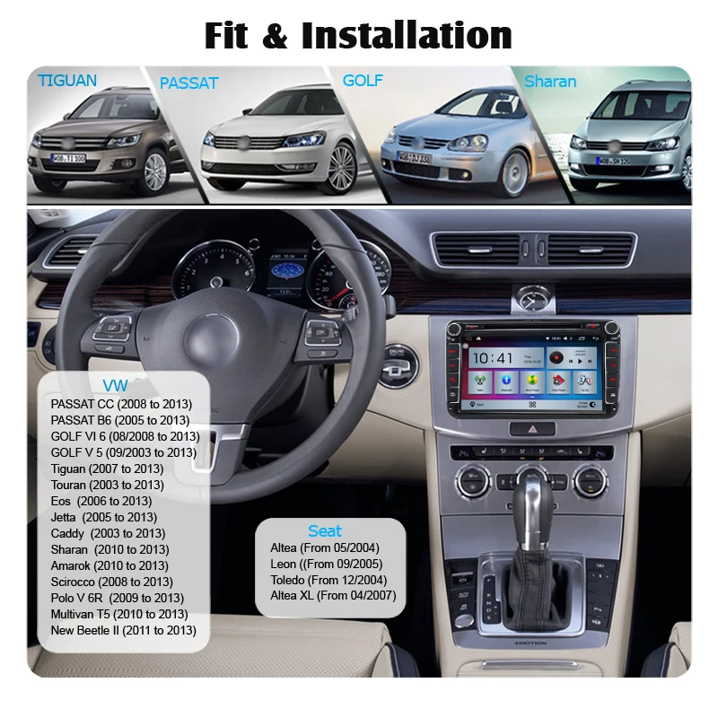Clearance A-Sure 2 Din Android Auto Radio GPS DVD Navigation For VW PASSAT B6 Polo Sharan TIGUAN TOURAN CADDY GOLF 5 Mk6 T5 SEAT Skoda 2