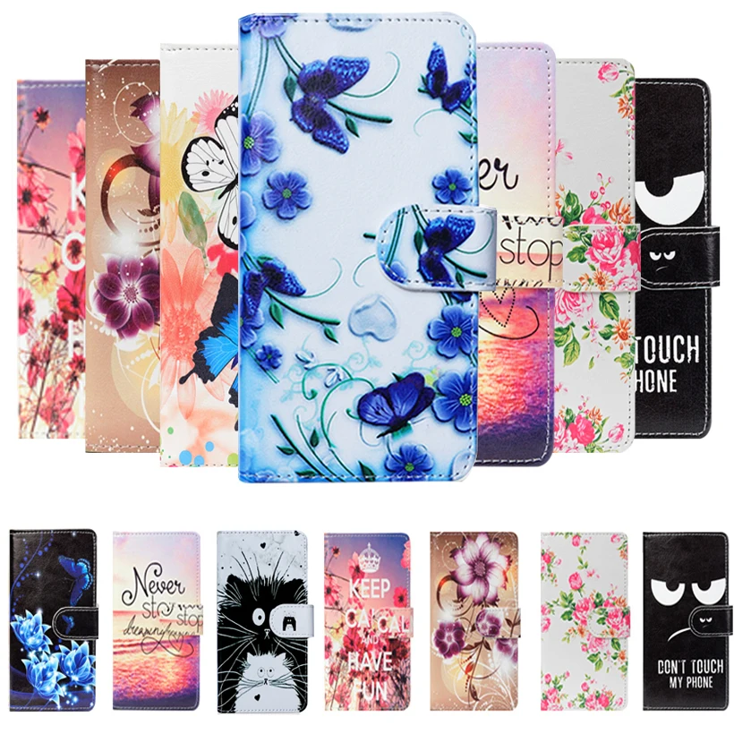 

For Fly Life Compact 4G Case Cartoon Butterfly Wallet Cellphone PU Leather Case Fashion Lovely Cover Bag