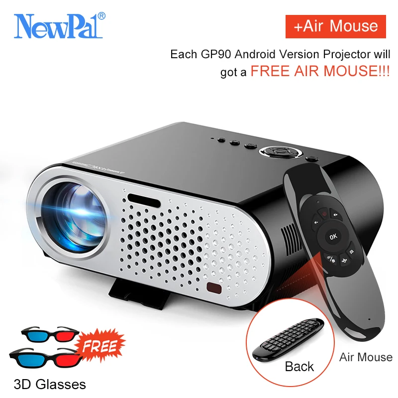 Newpal Projector GP90UP 3200 Lumens Projectors 1280*768 Android Bluetooth WIFI Mini Beamer Support Airplay Miracast AC3 LED TV