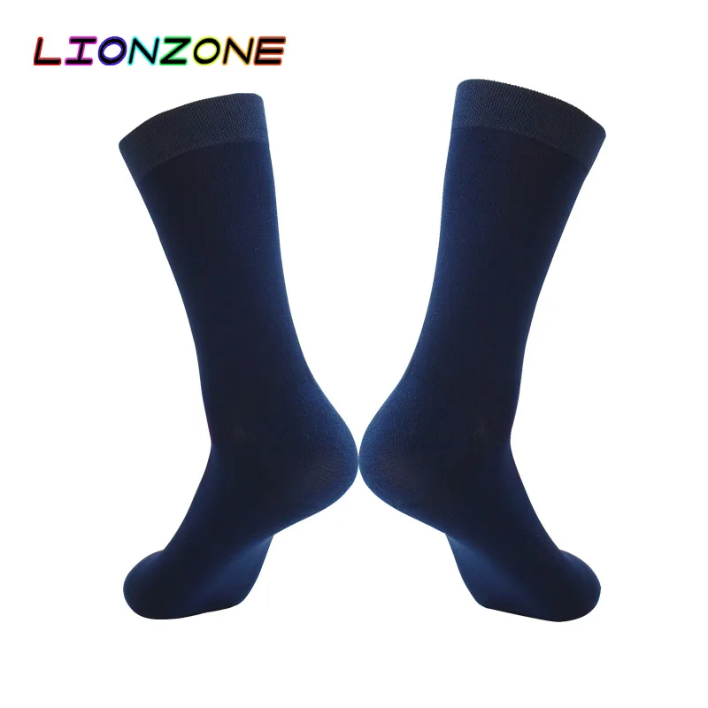 LIONZONE 8 пар/лот Однотонная одежда бамбуковые носки для Для мужчин дышащие Теплые