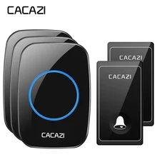 CACAZI без аккумулятора беспроводной дверной звонок автономный Смарт 58 курантов 2 кнопки x 3 приемник США ЕС Великобритания вилка Домашний Беспроводной Дверной Звонок