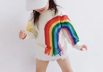 

5pcs/lot Baby girls knit kids children clothing long sleeve rainbow sweater girl sweater 1-6T sylvia 558008544773