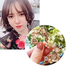 MENGJIQIAO новые металлические серьги-кольца цветок для женщин массивные ювелирные изделия кристалл имитация жемчуга Круг Букле д 'ореиль