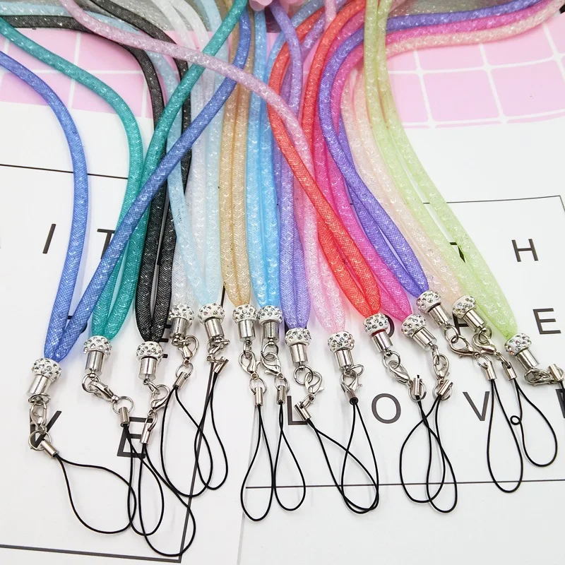 Bling Diamond Phone Lanyard Straps Candy Color Shiny Cell Phone Charm