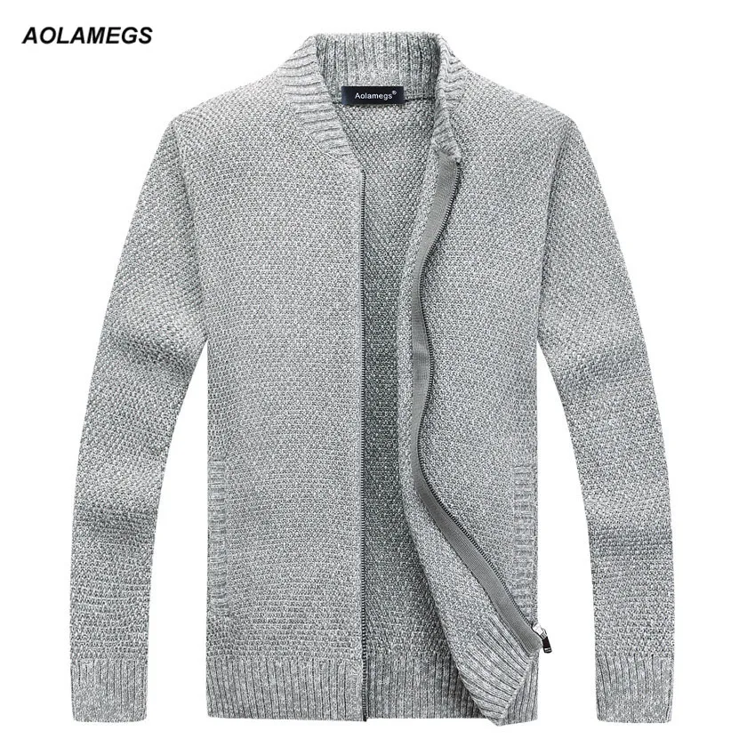 Aolamegs Men Casual Sweater Solid Color Fashion Simple