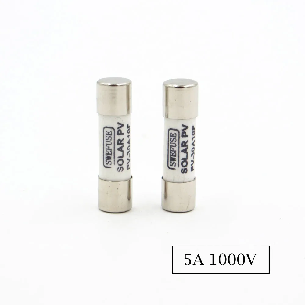 

2pcs x 5A 1000V 10*38mm PV Solar panel Protect Fuse Metal Alloys for DIY Solar Power Kits System Protection Photovoltaics