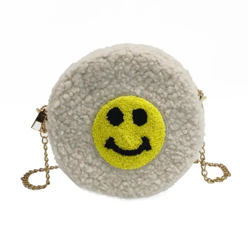 Women's Cute Smile Face Plush Messenger Shoulder Bags Drop Shipping Wholesale #T