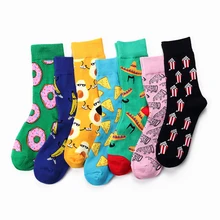 Серия еды, десерт, креативный узор, в трубке, пончики, мужские носки, крутые забавные Женские носочки, хлопковые повседневные счастливые носки