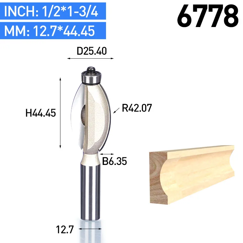 HUHAO 1 шт хвостовик 1/" 1/4" Круглый Резной бит ЧПУ Биты деревообрабатывающие круглые дуговые 3D гравировальные биты с накаткой кусачки для ногтей по дереву - Длина режущей кромки: 6778