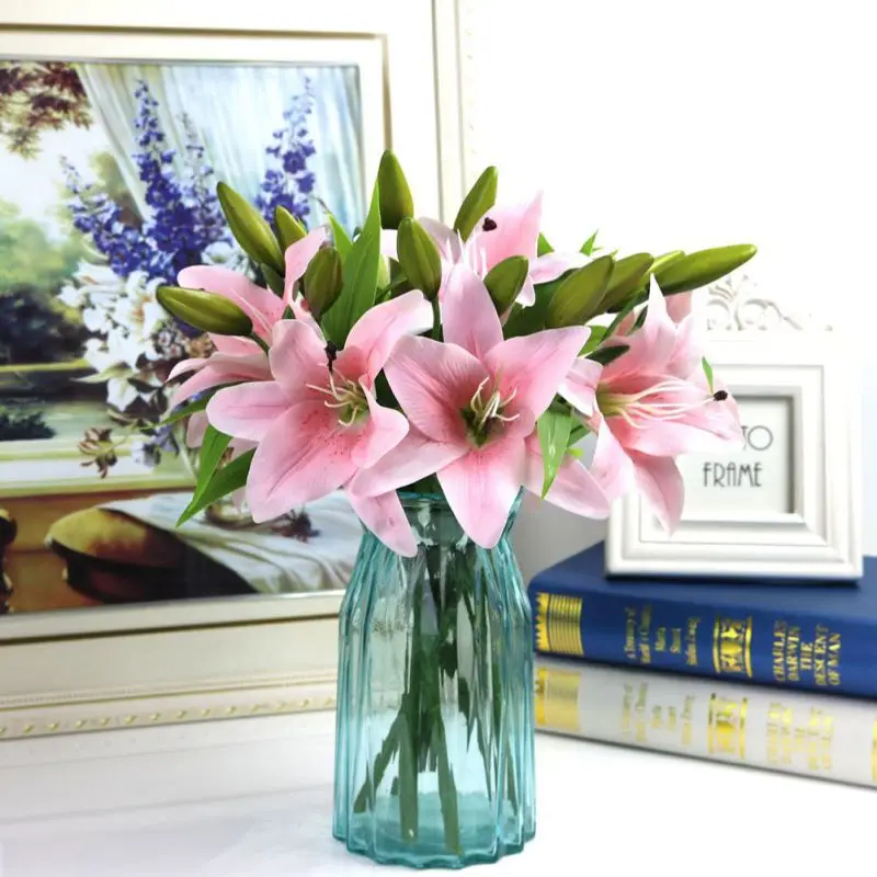 

Simulation Lily for Lady Gift Artificial Large Lily Romantic Flower Lily Branch for Home Shop Decor Fake Flower Bouquet Supply