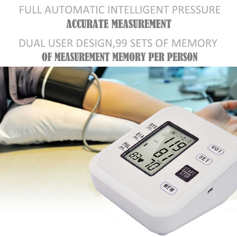 

Full Automatic Digital Upper Arm Blood Pressure Monitor Heart Beat Rate Pulse Meter Tonometer Sphygmomanometers pulsometer