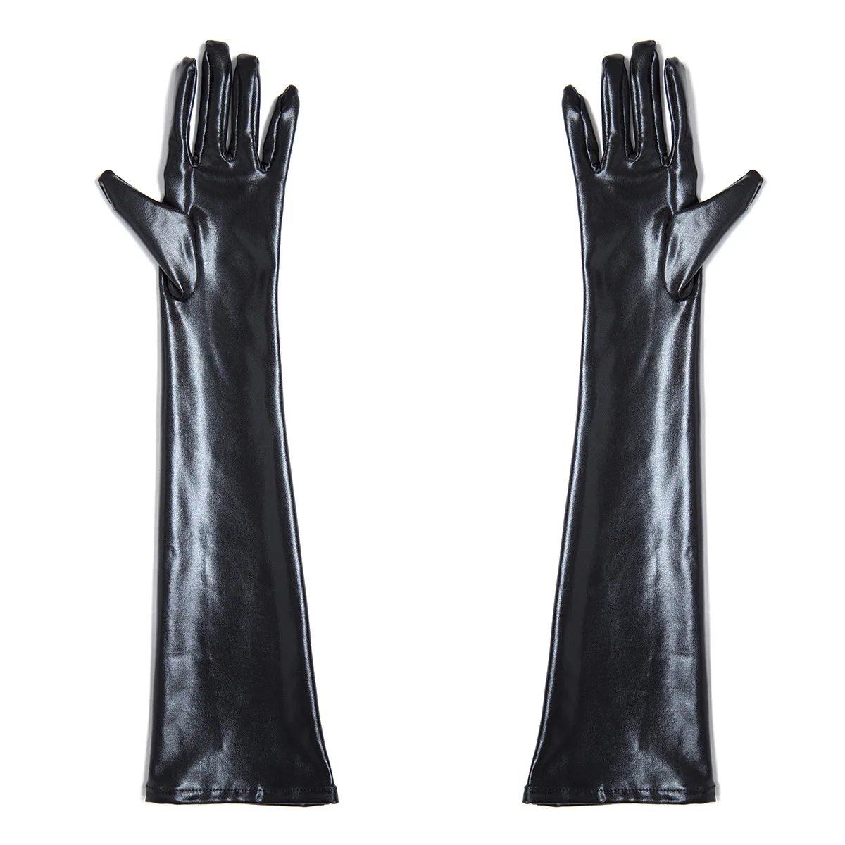 Женские сексуальные длинные перчатки весна лето осень короткие экзотические варежки женский металлический, золотистый, серебристый, черный полный перчатки костюмы - Цвет: long black