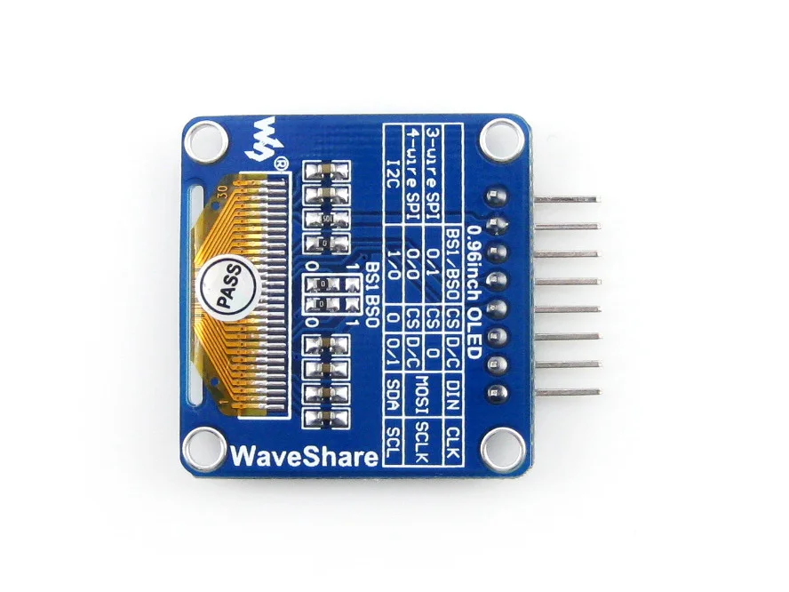 Waveshare 0,96 дюймовый O светодиодный(A) модуль lcd светодиодный дисплей 128*64 Разрешение SPI/iec интерфейсы ang светодиодный/горизонтальный pinheader SSD1306 чип