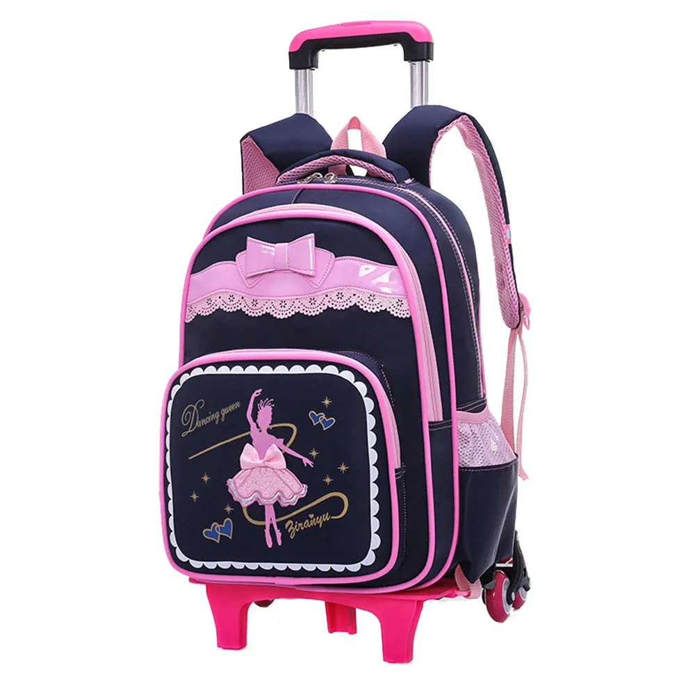 2/6 Wheels Children School Bags for Girls Trolley Backpack carton