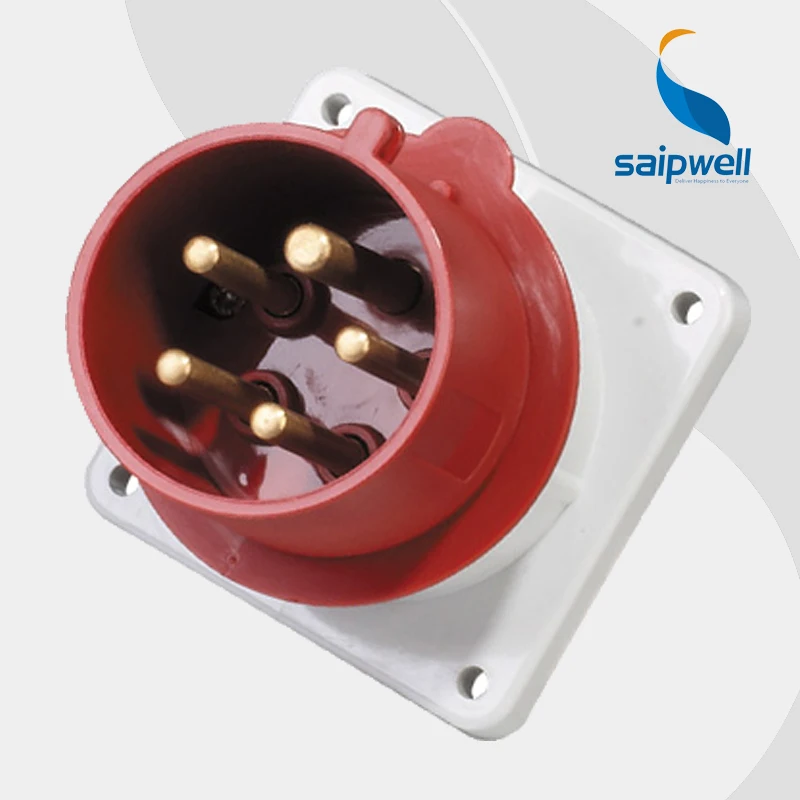 

32A 400V 5P (3P+N+E) waterproof socket outlet 32 amp industrial plug wall mounted Splash Proof IP44 EN / IEC 60309-2 type SP821