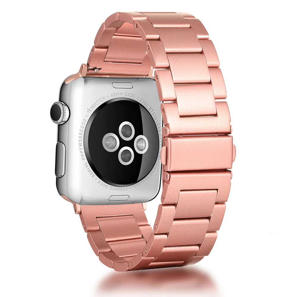 Stainless Steel bands for Apple Watch band iWatch strap metal watch band rose pink 38 40 42 44 Bracelet Clasp series 4 3 2 1