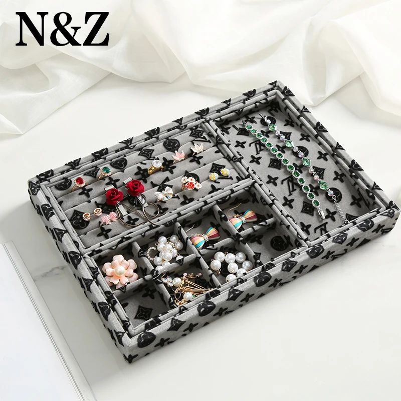 N&Z New Mixed Jewelry Display Tray Black And Grey Velvet Jewelry Stock