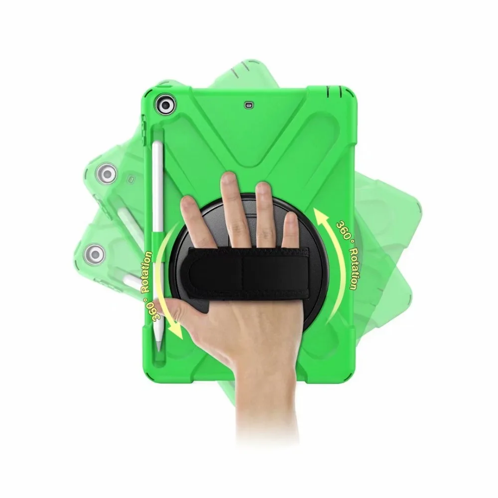 Case for iPad 9.7 2017 2018 Case Silicon Cover 360 Rotating Shockproof Hand Strap for iPad 2018 2017 9.7 Pencil Holder Cover     (4)