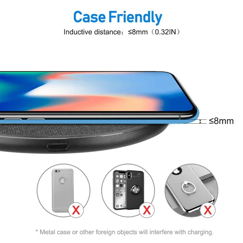 Беспроводное зарядное устройство Tongdaytech 10 Вт Qi для Iphone X 8 11 Pro Max металлическое