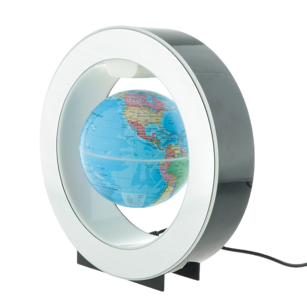 O-Shaped Holder Magnetic Levitation Floating World Map Globe Home Desktop Decorative Crafts with LED Light US Plug