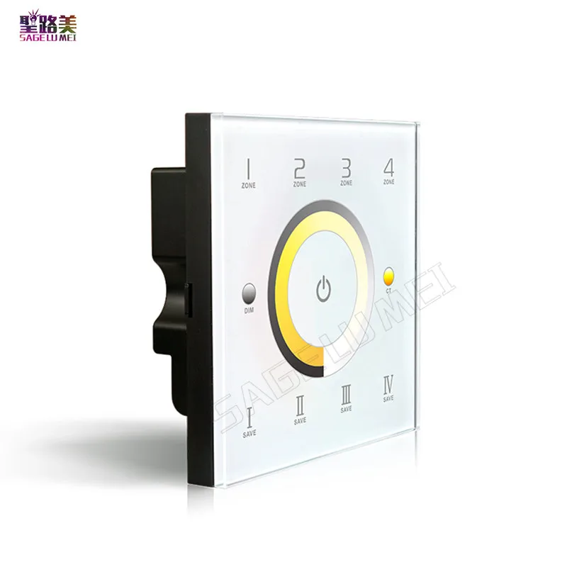 D7 LTECH DC12V-24V ściemniacz DMX panel dotykowy przełącznik regulacji temperatury Barwowej ściemniacza kontrolera CCT, 4-strefa kontroler DMX512