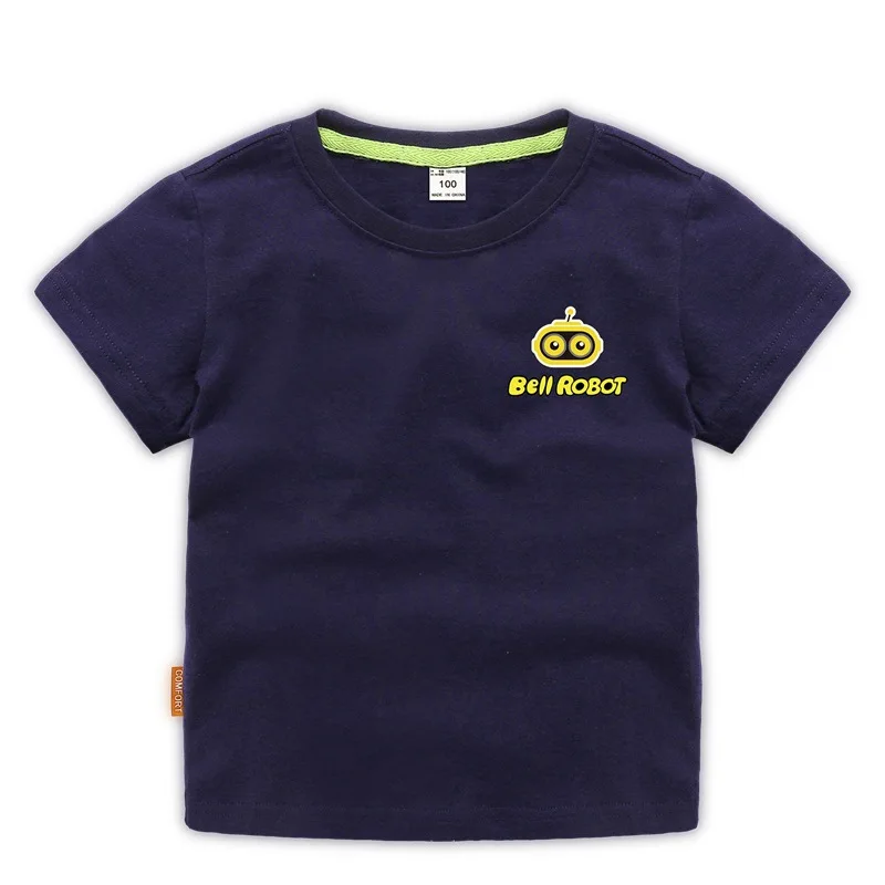 

Children's chothes Summer Round Neck Short Sleeve Boy's T-Shirt Cartoon Robot Print Top 2-8 Years Old