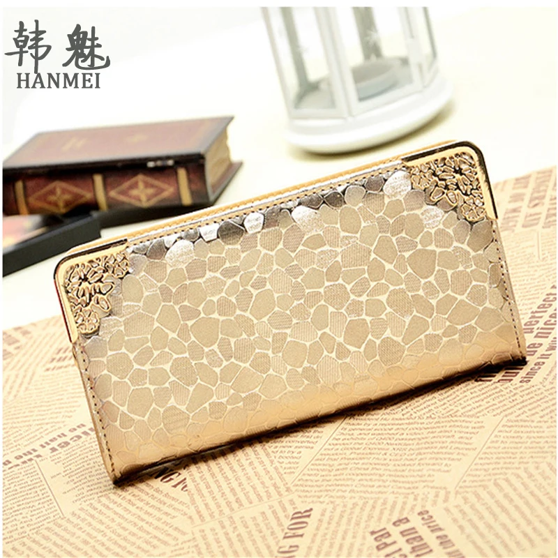  2016 Women Wallets Leather Purse Hot Golden/Silver/Black Fashion Lady Bags Popular Card Holder PU Handbags Party J418 