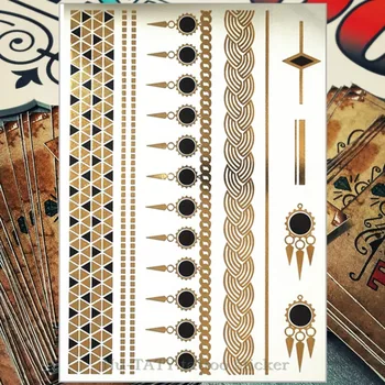 

Nu-TATY 24 style Temporary Tattoo Body Art, golden Mitsubishi thorn Designs, Flash Tattoo Sticker Waterproof 21*15cm