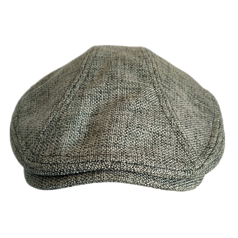 BUTTERMERE Mens Berets Grey Cotton Linen Flat Cap Male Solid Fitted Summer Retro Driving Hat Duckbill Brand Plain Gatsby Ivy Hat men's french beret