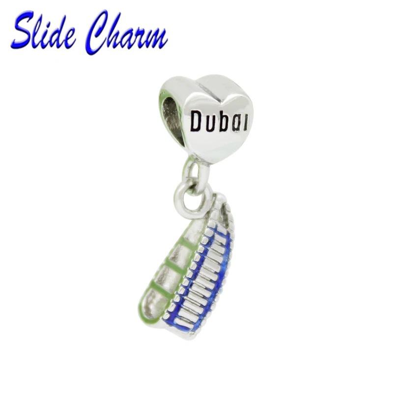 

straight hole fashion DIY charm European and American style Dubai sailing building pendant beads Fit Pandora Bracelet Necklace