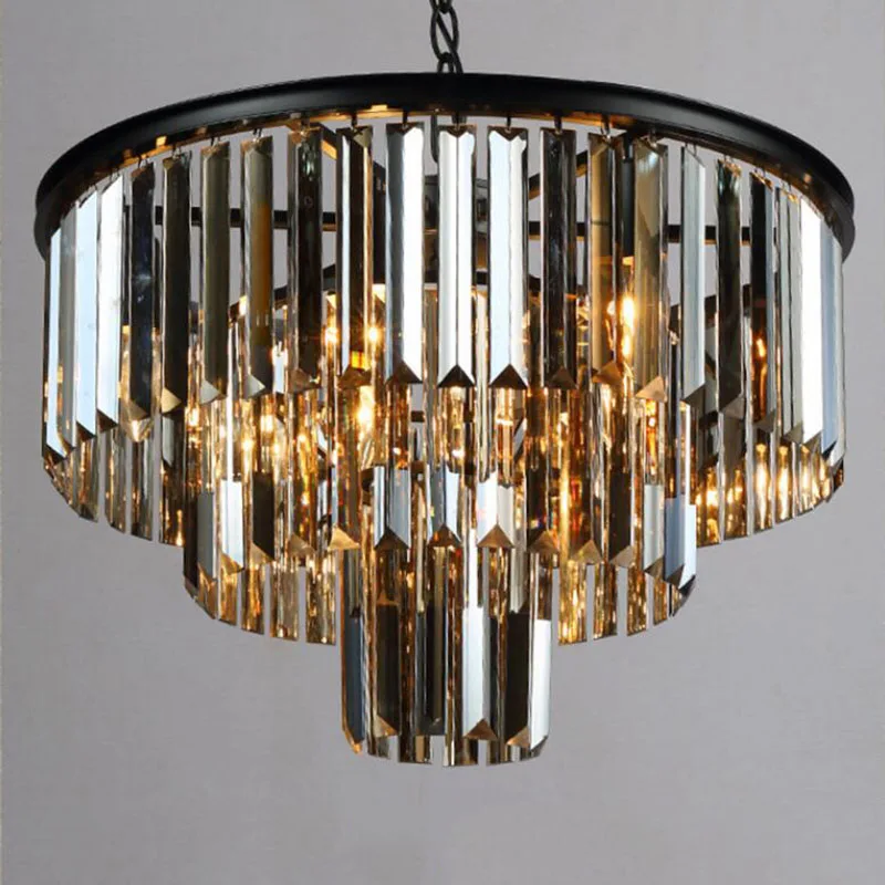 Moderno Lustre de Cristal Elegante K9 tamanho do Artigo de cristal Cinza Esfuma&ccedil;ado Cristal Suspens&atilde;o Lamparas para Caf&eacute; Re