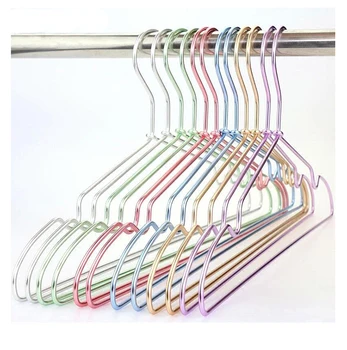 

500 Pcs/Lot Fancy Colorful Aluminum Alloy Hanger for Clothes,Strong Metal Hanger for Shirts Dress Sun-top