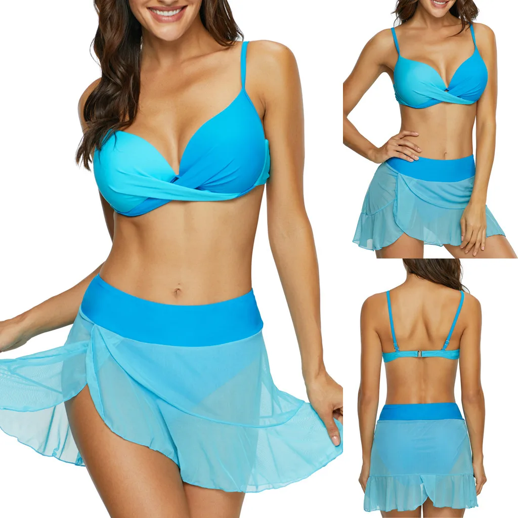 

2019 Sexy bikini Set High Waist Swimwear Women Striped Biquini Ruffled Swim Bathing Suit White Blue Swimsuit Vintage Bikinis 2.0