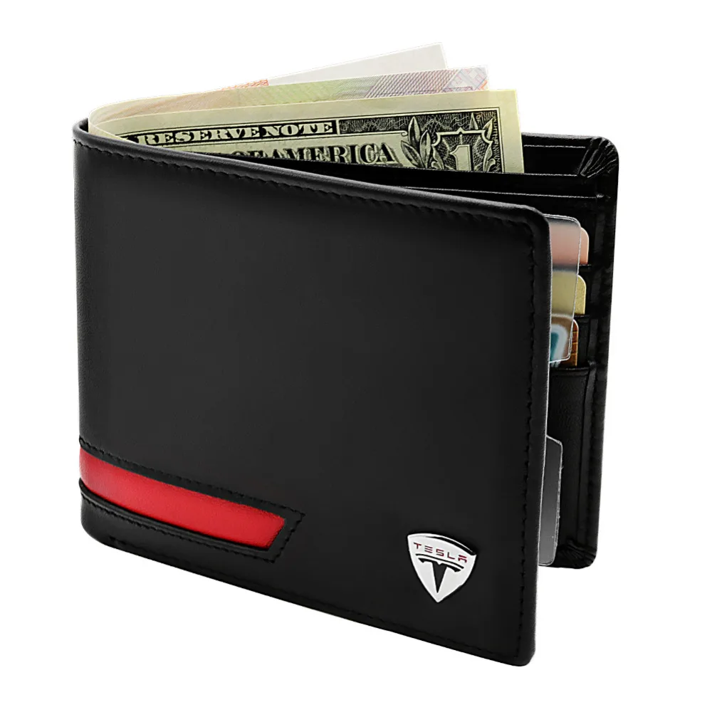 1PCS Genuine Leather Car Drivers License Wallet for Tesla Model S  Model X and Model 3 Credit Card Case