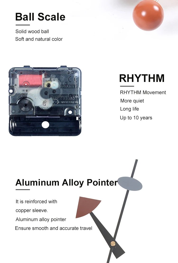 111новый декор настенные часы тихие настенные часы кварцевые иглы Популярная мода деревянный шар часы декор для гостиной и детской комнаты