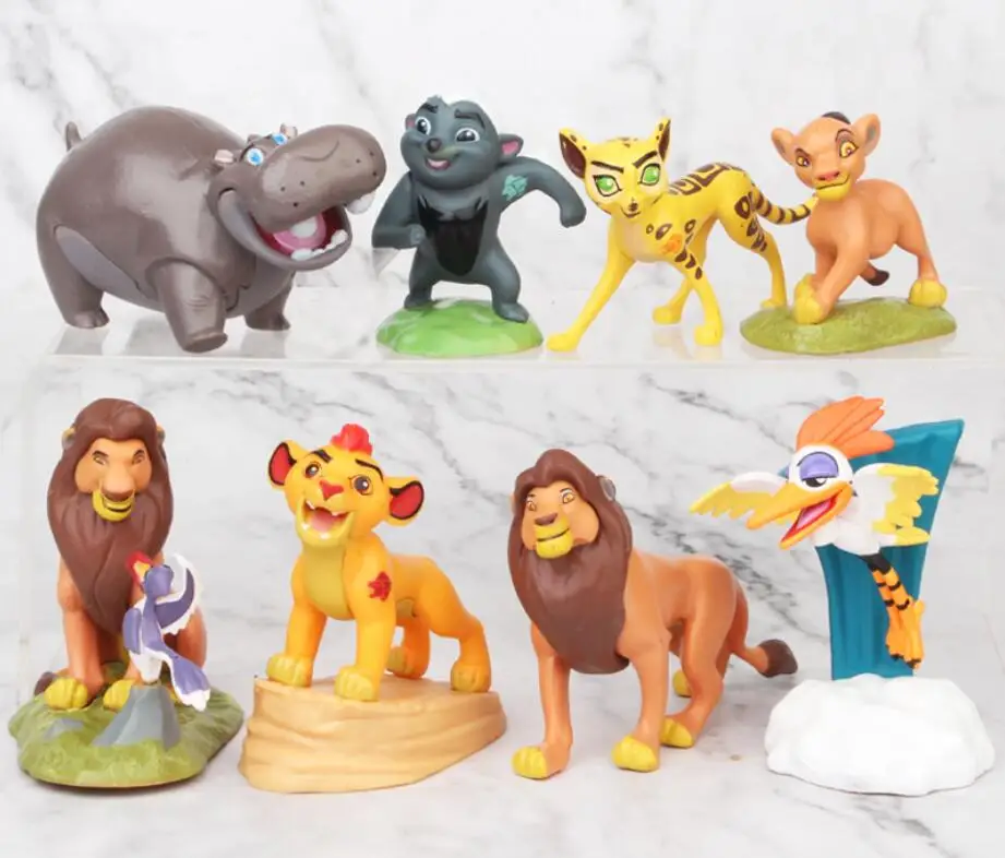 1 набор, Король Лев, фигурка, игрушки, Simba Mufasa Sarabi Taka/Scar Zazu Pumbaa Hyenas, Король Лев, фигурки тортов, детские игрушки - Цвет: 8PCS Set