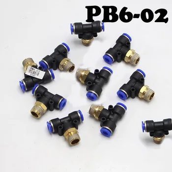 

Free shipping 20Pcs/lot10 Pcs/Lot PB6-02 T-Type Equal Pass Pneumatic Fittings tube 6mm thread 1/4" Wholesale