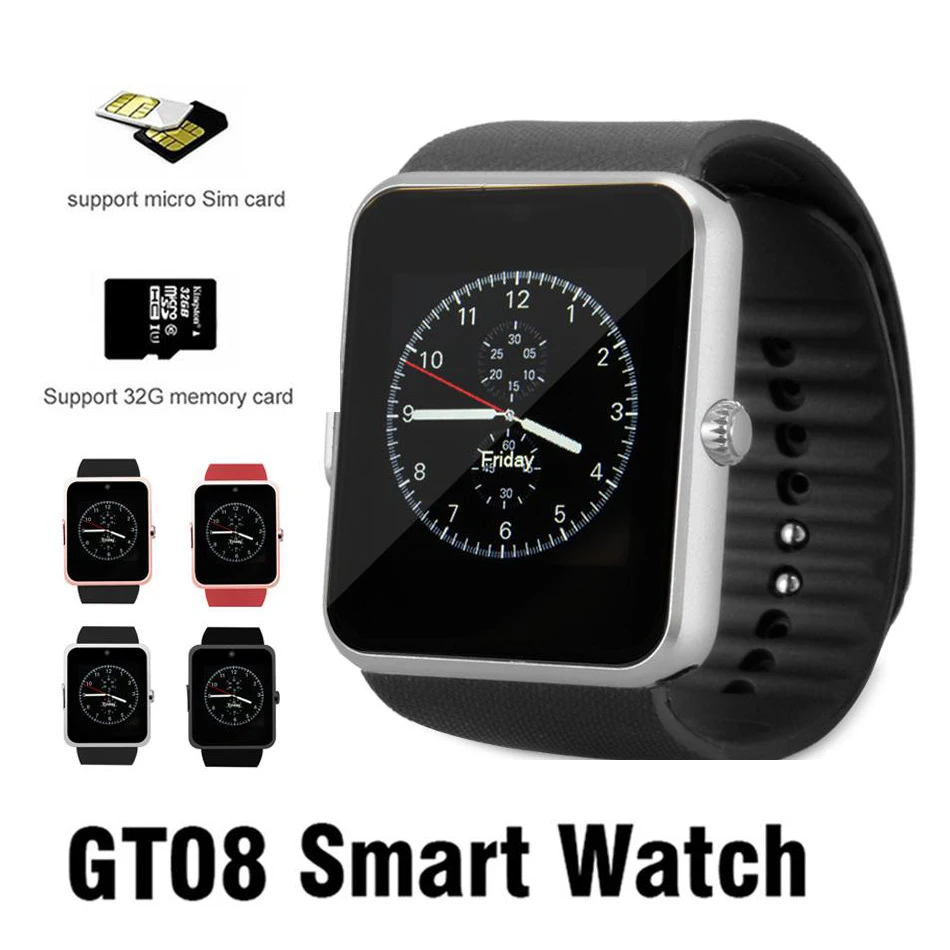 Розничная продажа gt08 Смарт часы TF и sim карты Bluetooth 1 54 &quotTFT lcd 2.5D smartwatch для Android iOS