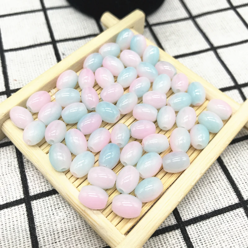 

4 6 8 mm Oval Two-colors Rugby Glass Beads Pattern Spacer Loose Jewelry Making crafts #SS26